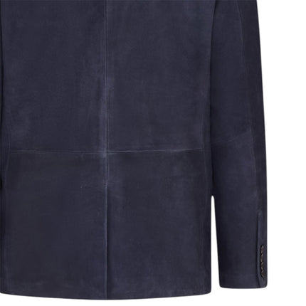 Mens Italian Navy Suede Leather Blazer Jacket - Aarau