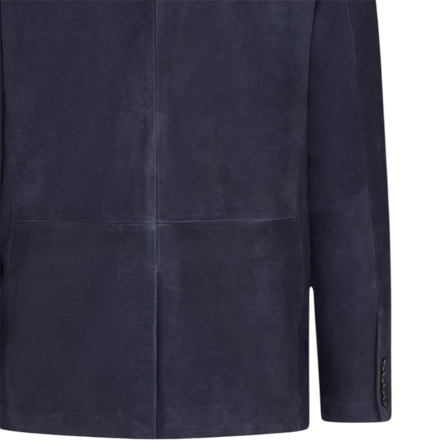 Mens Italian Navy Suede Leather Blazer Jacket - Aarau