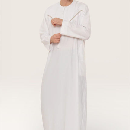 Men's Eid White Moroccan Thobe Robe Djellaba Ramadan Eid Jubba- HM10