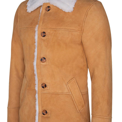 Mens Classic Sheepskin Car Coat-Auburn