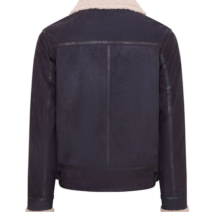 Mens Real Sheep Suede Bomber Jacket Aviator Jacket with Fur Lining