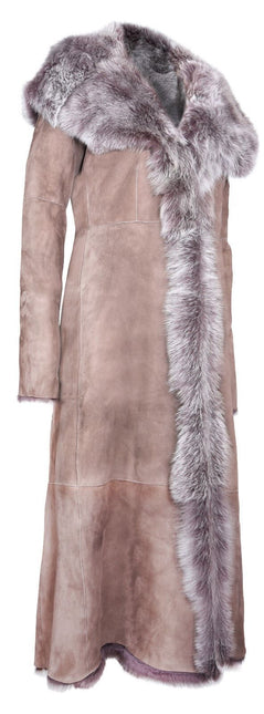 Womens Suede Toscana Sheepskin Hooded Trench Coat-Rushden