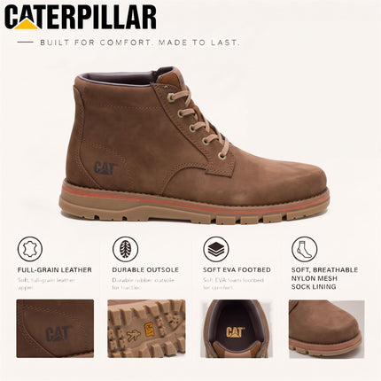 Caterpillar (CAT) Men's Water-Resistant Bison Brown Leather Ankle Boots - Estimate Chukka