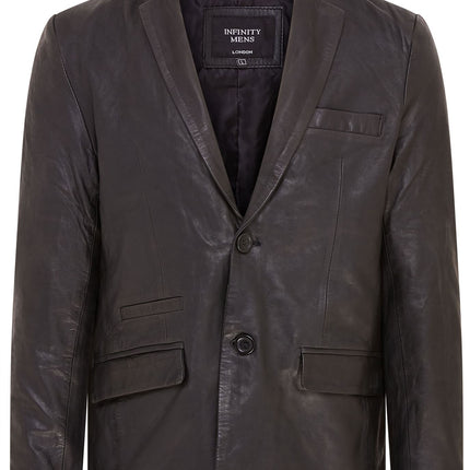 Mens Leather Blazer Jacket Soft Real Italian Leather Fitted Vintage Coat