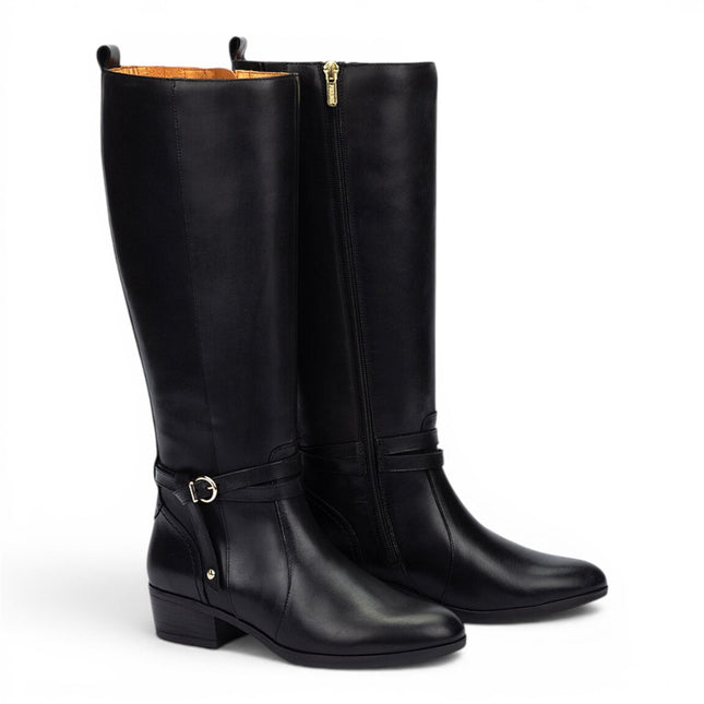 Pikolinos Women's Knee High Tall Black Leather Boots - Daroca