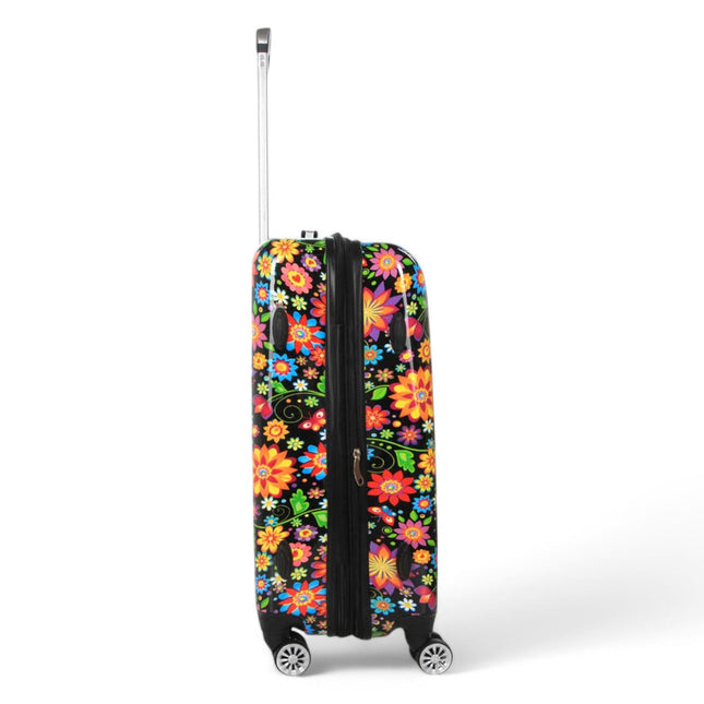 Strong Expandable Hard Shell Dual 4 Wheel Suitcase Set Print Luggage Cabin Travel Bag