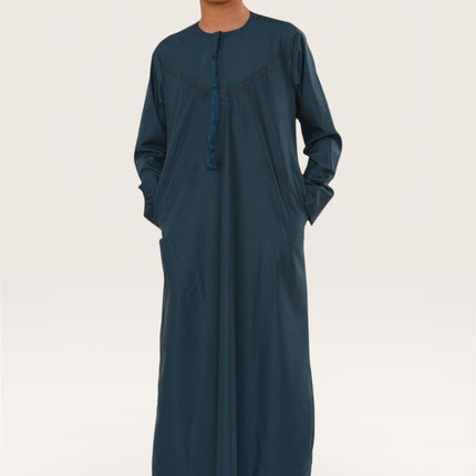 Kids Boys Ramadan Eid Blue Moroccan Jubba Robe Djellaba Thobe - K-TT008