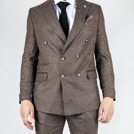 Men's Classic Brown Double Breasted 2-Piece Suit