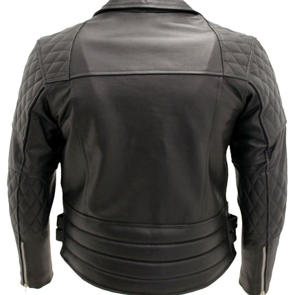 Mens Cowhide Leather Biker Jacket-Nassau