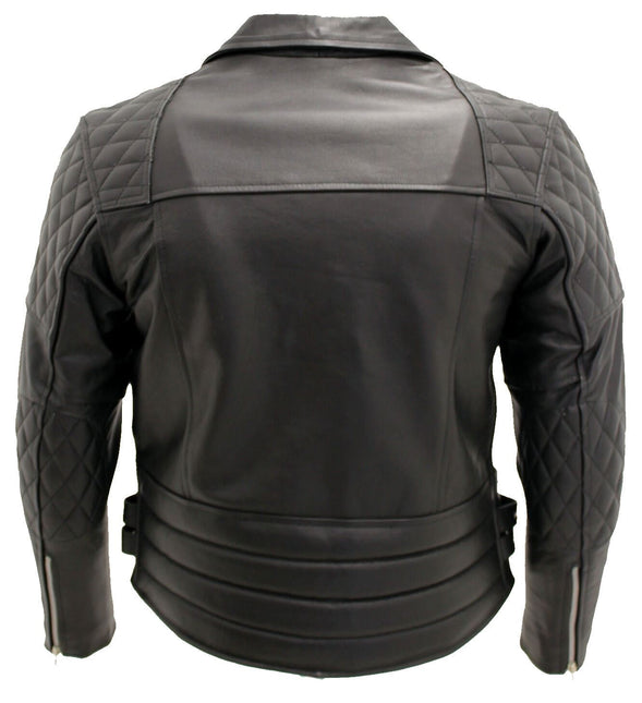 Mens Cowhide Leather Biker Jacket-Nassau