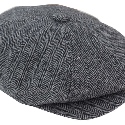 Mens Peaky Blinders Tweed Gatsby Flat Baker Hat With Razor Blade