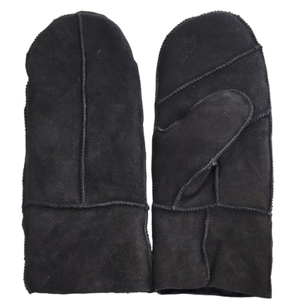 Infinity Leather Womens Black Genuine Real Sheepskin Suede Mittens Warm Gloves
