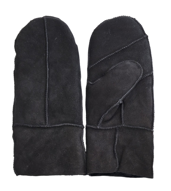 Infinity Leather Womens Black Genuine Real Sheepskin Suede Mittens Warm Gloves