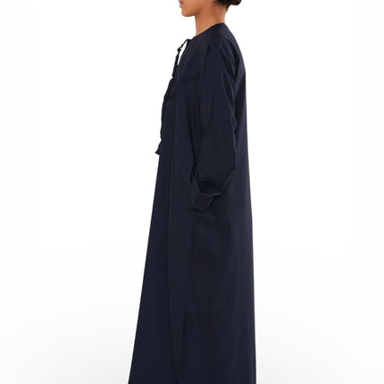 Kids Boys Eid Navy Blue Moroccan Jubba Robe Djellaba Ramadan Eid Thobe - K-HM11