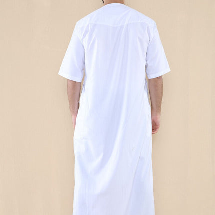 Mens White Thobe Jubba Islamic Arab Moroccan Saudi Zipped Kaftan Arab Robe