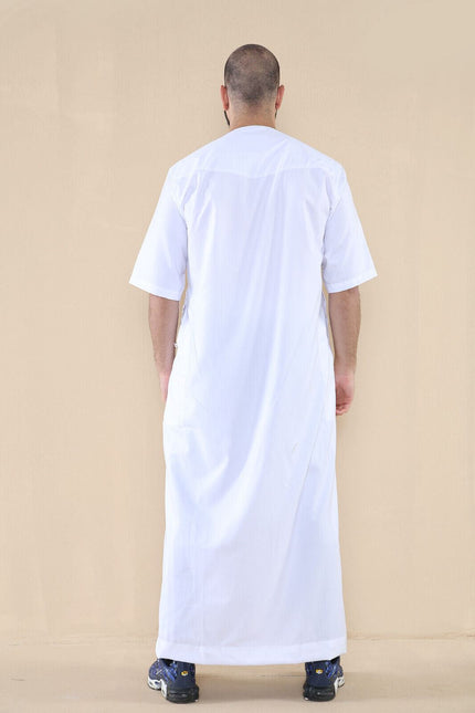 Mens White Thobe Jubba Islamic Arab Moroccan Saudi Zipped Kaftan Arab Robe