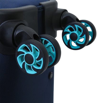 Soft Shell Blue 1680D Polyester Suitcase Set 8 Wheel TSA Lock Luggage
