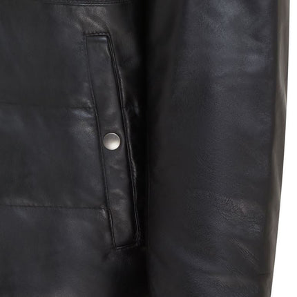 Men's Lamb Leather Puffer Bomber Warm Biker Jacket