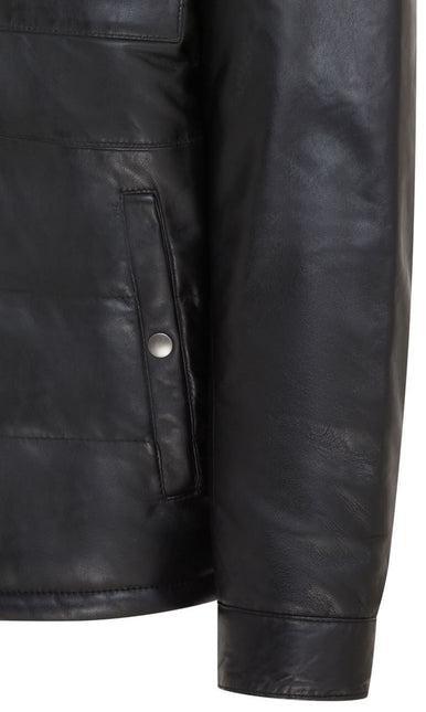 Men's Lamb Leather Puffer Bomber Warm Biker Jacket