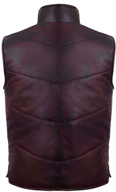Mens Classic Leather Puffer Waistcoat-Nottingham