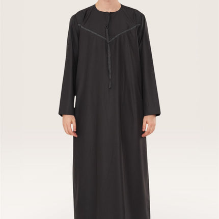 Men's Ramadan Eid Charcoal Black Moroccan Jubba Robe Djellaba Thobe - TT-008