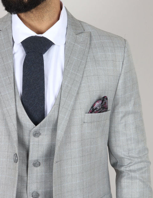 Mens IM2 Classic Plain Light Grey 3 Piece Suit