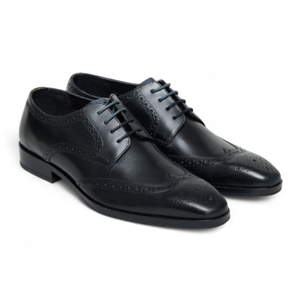 Antique Rogue Men’s Black Leather Oxford Derby Brogue - Luca