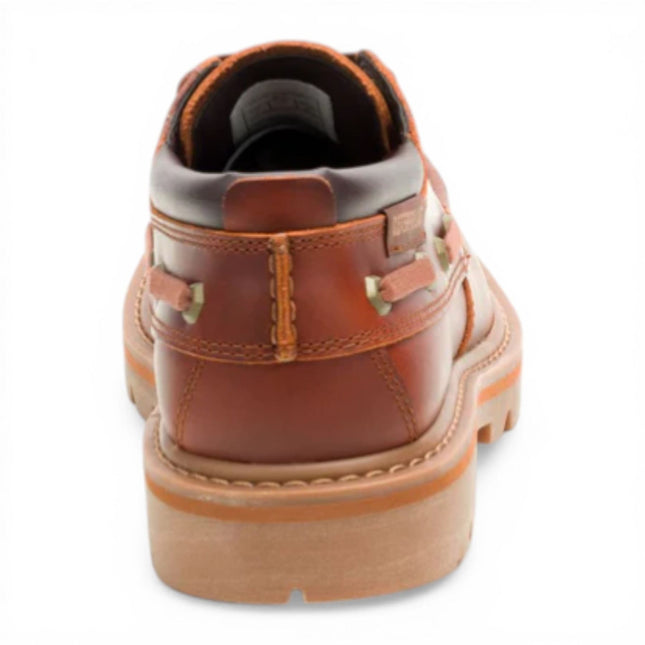 CAT (Caterpillar) Mens Dark Russet Brown Leather Low-Cut Boots - Colorado Boat Lo
