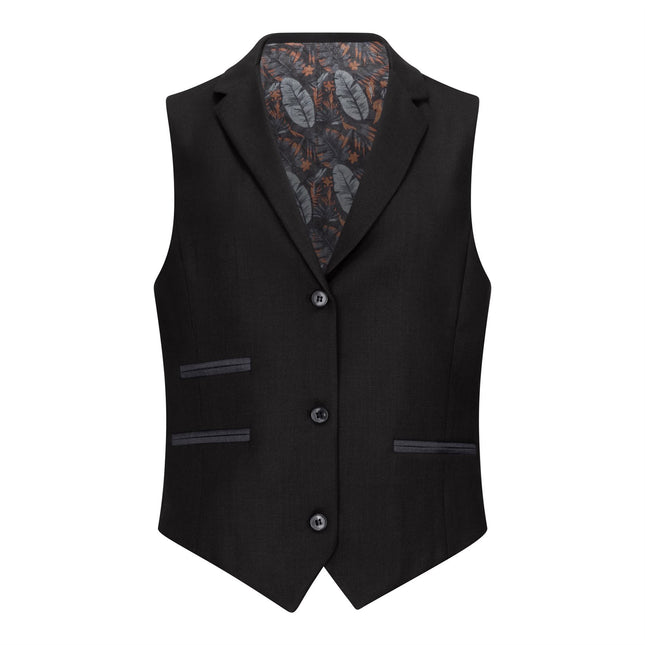 Women's 3 Piece Tailored Fit Plain Black Formal Office Suit