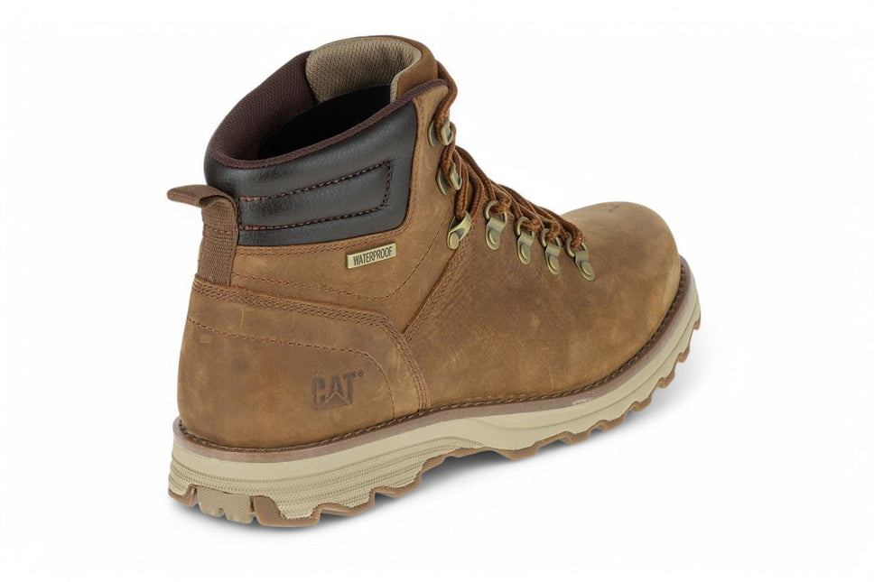 Caterpillar Mens Sire Waterproof Brown Sugar Leather Cat Work Boots