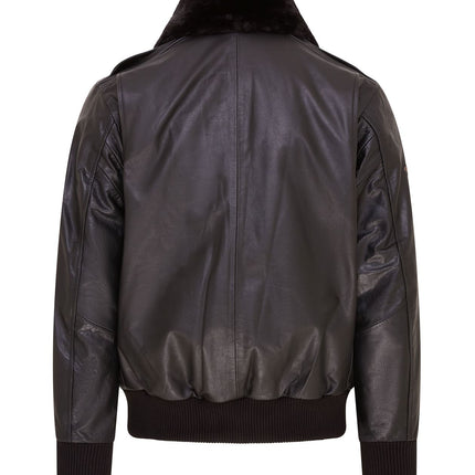 Mens Leather Bomber Jacket Air Force Badge Pilot Flying US Aviator Jacket