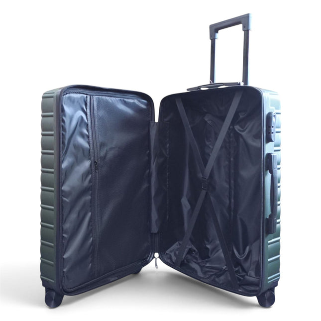 Hardshell Green Suitcase Set Robust 8 Wheel Luggage Cabin Case Bag