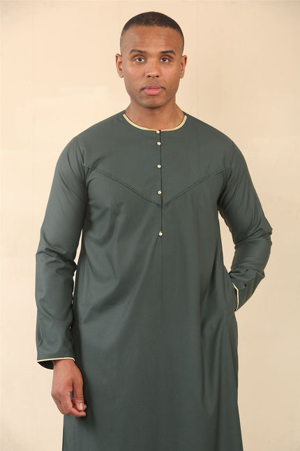 Men's Omani Eid Green Thobe  Saudi Emirati Jubba Robe