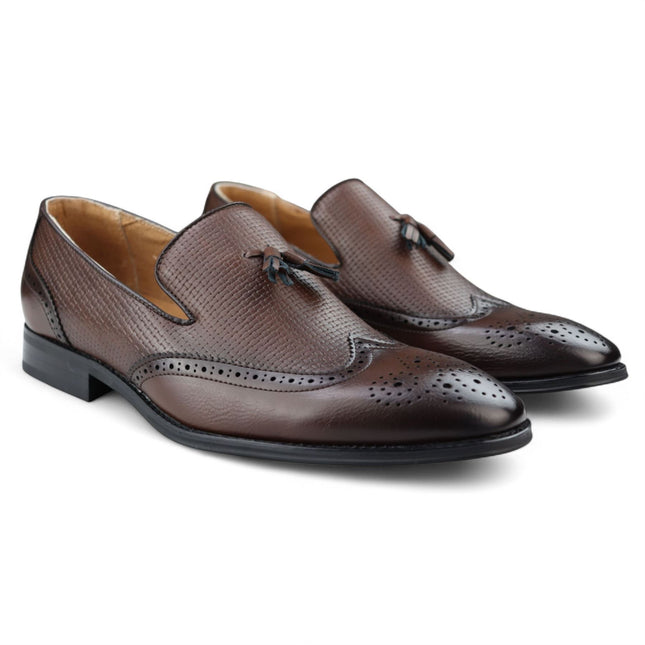 Men's Brown Tassel Moccasin Loafers Smart Slip-On Dress Shoes