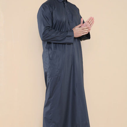 Mens Grey Thobe Jubba Saudi Ramadan Eid Islamic Kaftan Kaudara Arabic Jubbah