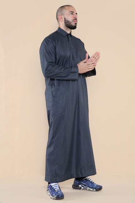 Mens Grey Thobe Jubba Saudi Ramadan Eid Islamic Kaftan Kaudara Arabic Jubbah