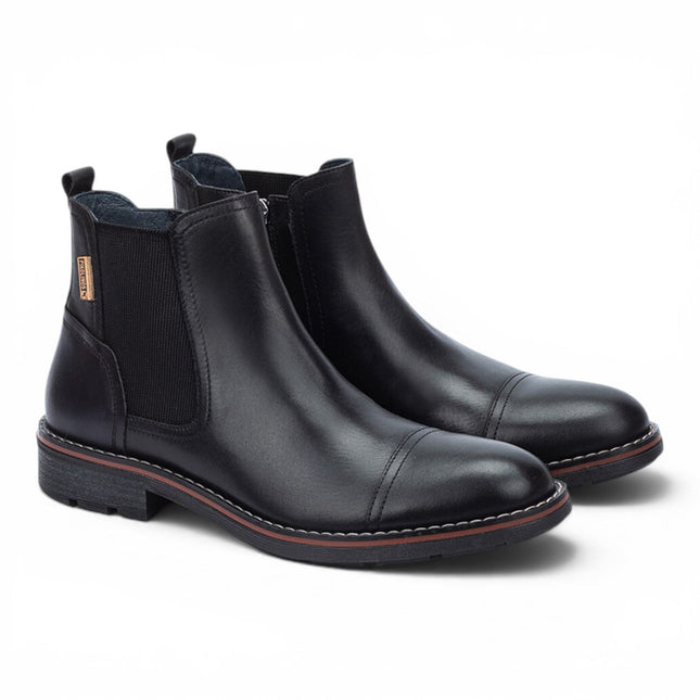 Pikolinos Men's Black Leather Zip Chelsea Ankle Boots - York