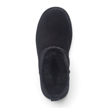 Women's Black Genuine Sheepskin Real Fur Winter Ankle Boots - Sable