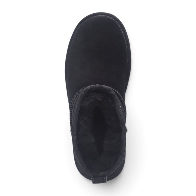 Women's Black Genuine Sheepskin Real Fur Winter Ankle Boots - Sable