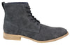Mens Matt Grey Suede Lace Up Ankle Boots