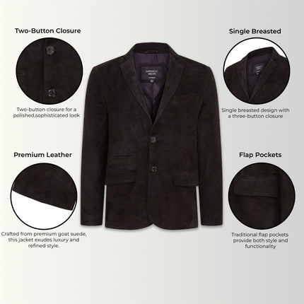 Mens Suede Blazer Jacket Soft Real Italian Leather Fitted Vintage Coat