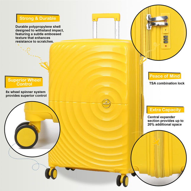 Expandable Hard Shell 8 Wheels Luggage Travel Cabin Suitcase Set