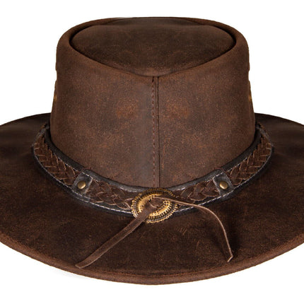 Cowboy Aussie Real Leather Hat Australian Brown Western Outback Bush Hat