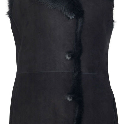 Women's Black Toscana Sheepskin Buttoned Gilet-Manama