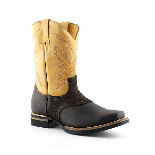 Grinders Tan Leather Cowboy Chelsea Boots - Frontier