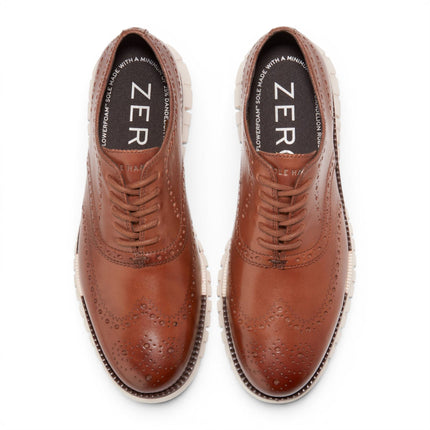 Cole Haan Men's ZeroGrand Wingtip Oxford Trainer Brown Leather Sneakers - C39602
