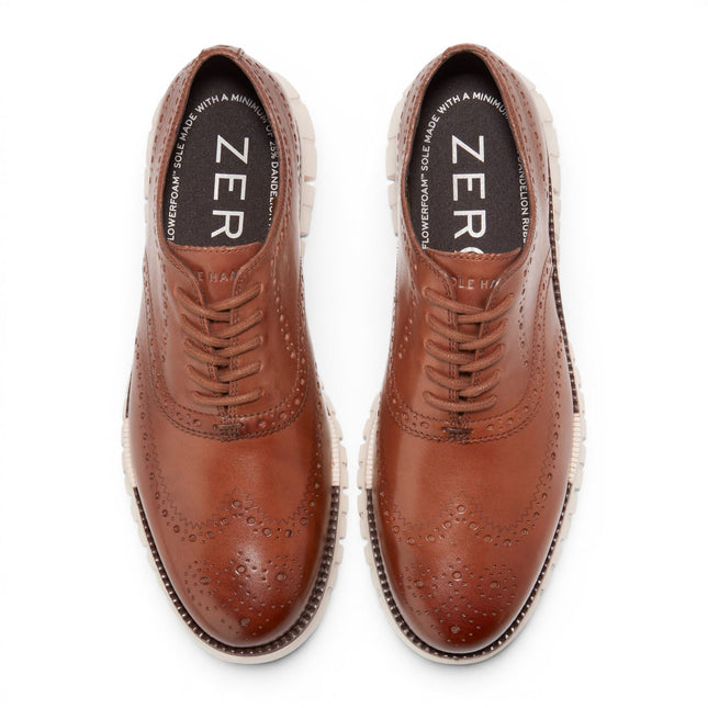 Cole Haan Men's ZeroGrand Wingtip Oxford Trainer Brown Leather Sneakers - C39602