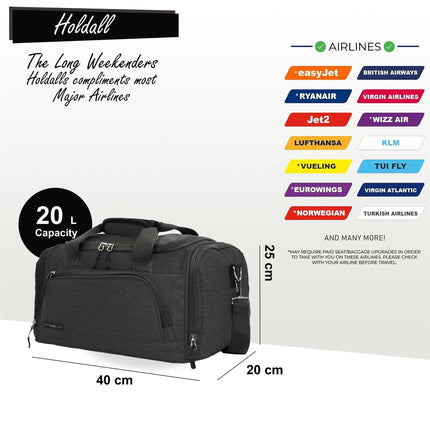 Holdall Carry On 40x 20 x25cm Under-seat Travel Duffel Bag for Ryanair, Easy Jet