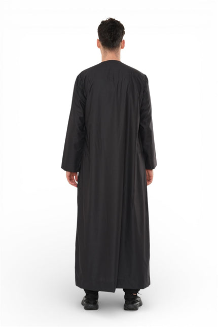 Men's Ramadan Eid Charcoal Black Moroccan Jubba Robe Djellaba Thobe - TT-008