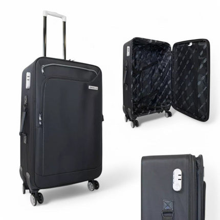 Lightweight Soft Shell 8 Wheels Luggage Travel Cabin Holiday Bags Suitcase Set